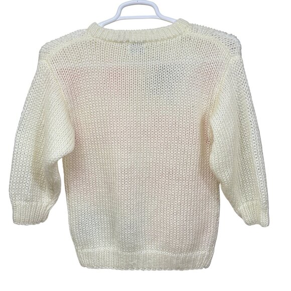 SML Sport Womens Hand Knit Sweater Medium Pink Gray Stars Vintage Acrylic - Picture 2 of 4